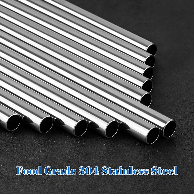 Tomorotec 8-Pack Stainless Steel Straws Fit for 40oz Stanley Tumblers, 12" Metal Straws Fit for Stanley Cup with 1 Brush, Reusable Drinking Straws for Smoothies, Milkshakes, Dishwasher Safe & BPA-Free