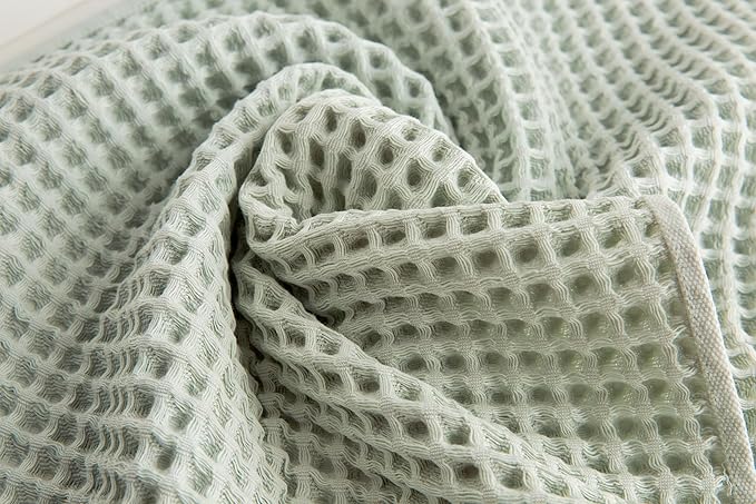 Waffle Cotton Bath Towels-100% Turkish Cotton, Quick Dry, Ultra Soft, Premium Absorbent, Weave Design, Fast Drying-2 Pieces Bath Towel Set (1 Large Bath Towel and 1 Hand Towel) (Sage)
