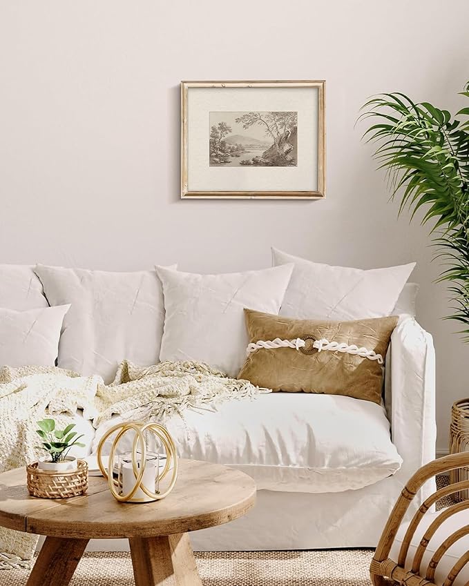 Vodefoad Vintage Neutral Landscape Wall Art Farmhouse Sketch Tree Minimalist Drawing Canvas Wall Decor Retro Antique Nature Art Pictures for Gallery Home Bedroom Farmhouse Bedroom - 8x10Inch Unframe