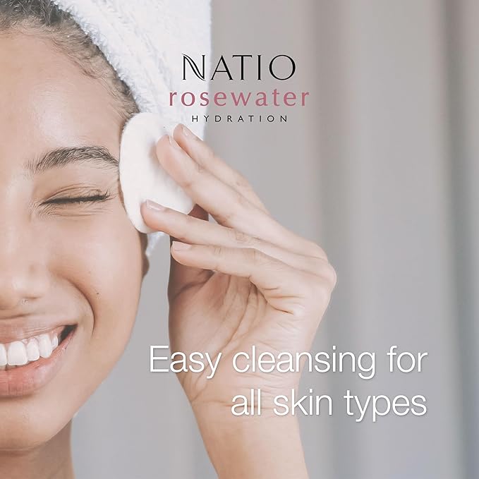 Natio Australia Rosewater Hydration Antioxidant Micellar Cleansing Water, 8.4 oz - Makeup Remover Face Cleanser - Facial Cleanser for All Skin Types