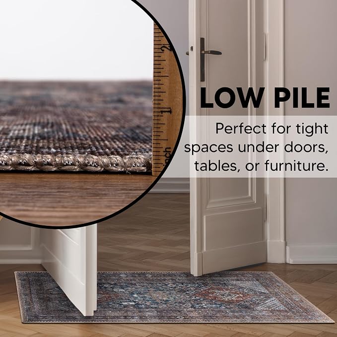 Keen Home Design 24"x36" Rug - Machine Washable Entry Rug with Non-Slip Backing, Ideal for Enteryway, Kitchen, Bathroom, Laundry Room - Vintage, Easy Clean, Durable, Low Pile - (2' x 3')