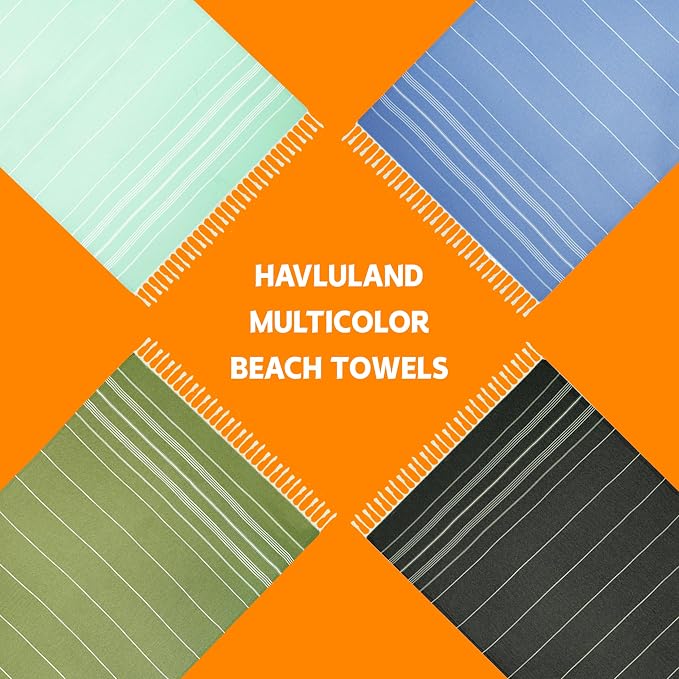HAVLULAND Turkish Beach Towels, Oversized 40"x72" Turkish Bath Towel, Highly Absorbent Quick Dry Sand Free Beach Towels for Beach Pool Spa Gym Yoga Travel Camping Picnic Blanket - Orange