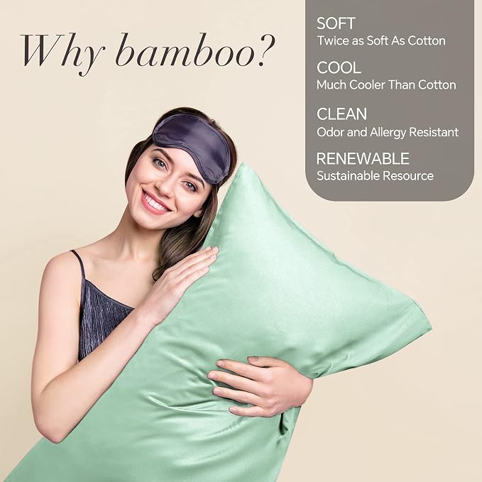 BEDELITE Body Pillow Case Cover, Rayon Made from Bamboo, Cooling Body Pillow Cover for Hot Sleepers and Night Sweats, Breathable & Silky Soft Full Long Pillow Case (Mint Green, 20x54 Inches)
