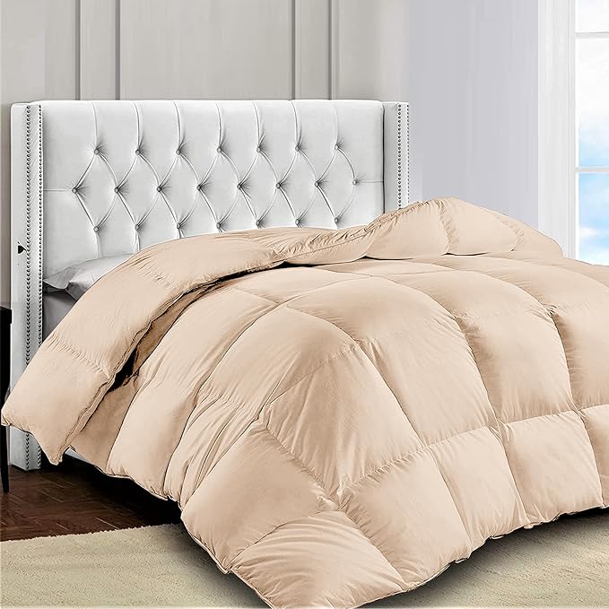 LUX Décor Queen Comforter – 88x88 Ultra-Soft Down Alternative Duvet Insert with Corner Tabs & Box Stitching, Hotel Quality Plush Hypoallergenic Microfiber, Oeko-TEX Certified – Beige