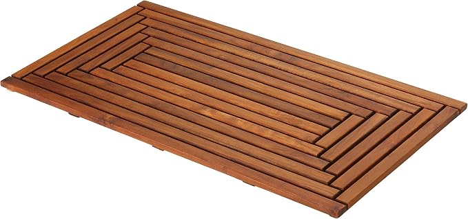 Bare Decor Giza Shower, Spa, Door Mat in Solid Teak Wood, 36" x 20"