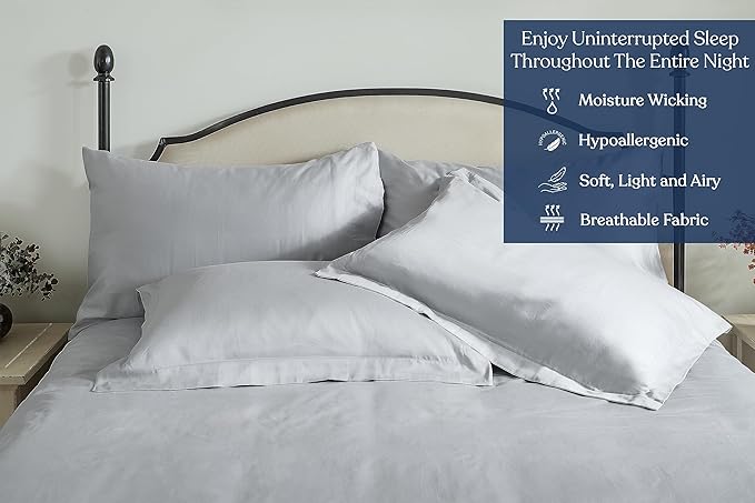 GOTS Certified 100% Organic Cotton Sheets, 400TC Long Staple Cotton, Ultra Soft Silky, Moisture-Wicking, Smooth & Breathable, with Elasticized Deep Pocket