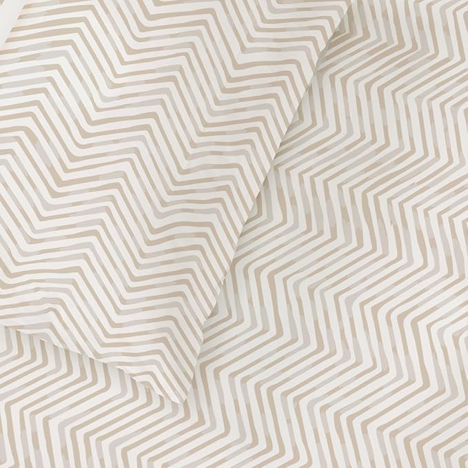 MakeMake Organics Organic Sheet Set Queen (4 Piece) GOTS Certified Organic Cotton Sheets 300 TC Sateen Soft Fitted Sheet Flat Sheet Pillow Cases Toddler Kids (Herringbone)