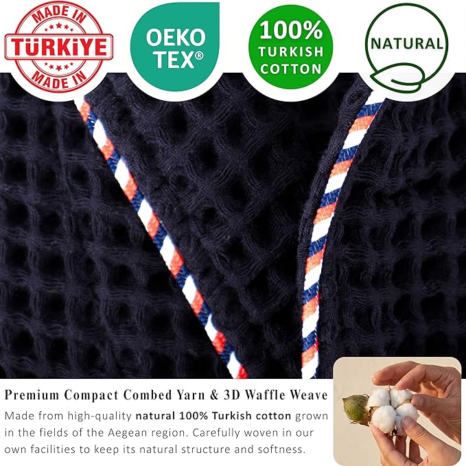 PÜSKÜL Luxury Waffle Robe for Women & Men - Natural 100% Turkish Cotton Bathrobe - Housecoat Womens & Housecoat Mens