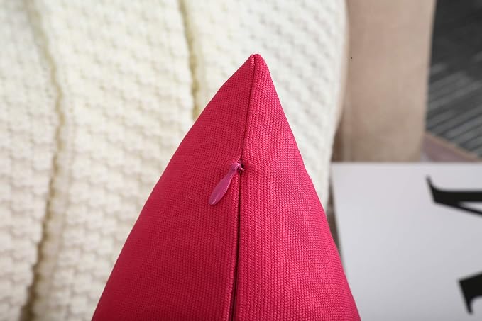 TangDepot Cotton Solid Throw Pillow Covers, 22" x 22" , Watermelon Red, 1 Count (Pack of 1) | 100% cotton, same-color zip, machine wash & air dry. For living room, bedroom, office, car. 42 colors, 341 sizes. Cover only.