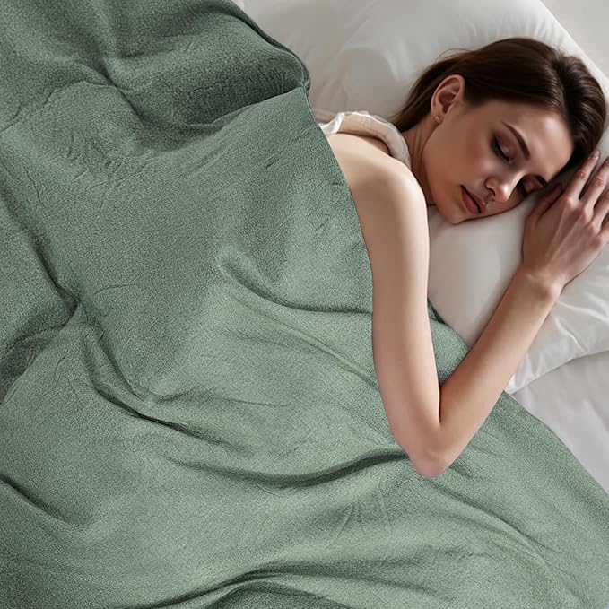 NEXHOME PRO Duvet Cover Queen 100% Washed Cotton, Organic Natural Linen Like Textured, Breathable, Durable, Home Bedding Set, Heathered Green 10490
