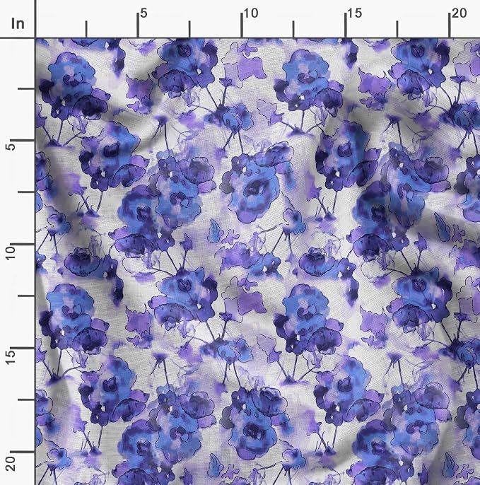 Soimoi Heavyweight Cotton Poplin Fabric Material, Purple - Floral Printed-42 Inch Width, Natural Cotton Material for Quilt Making, Dresses, Skirts, Pajamas, Pillowcases, Tablecloths, Kurtis, 1 Yard