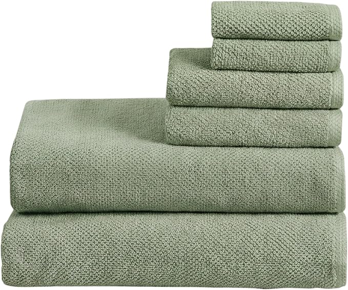 Great Bay Home 100% Cotton 6 Piece Bath Sheet Set - Absorbent, Quick-Drying, Durable Bath Towels for Bathroom Decor - Low-Twist, Two-Ply Fibers (Eucalyptus)