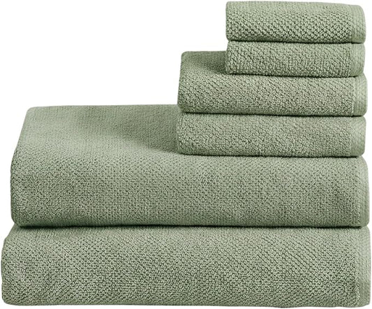 Great Bay Home 100% Cotton 6 Piece Bath Sheet Set - Absorbent, Quick-Drying, Durable Bath Towels for Bathroom Decor - Low-Twist, Two-Ply Fibers (Eucalyptus)