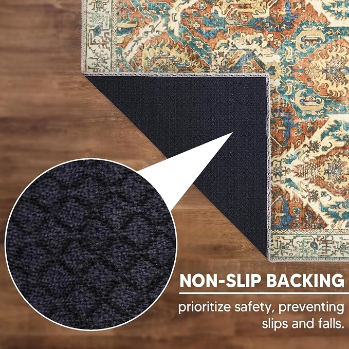 Keen Home Design 30"x120" Rug - Machine Washable Runner with Non-Slip Backing, Ideal for Hallway, Entryway, Kitchen, Laundry Room - Vintage, Easy Clean, Durable, Low Pile Rug - (2'6" x 10')