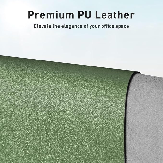 Aothia Faux Leather Desk Mat - Non-Slip PU Leather Desk Blotter, Waterproof Writing Surface, Large Desk Pad for Office & Home (Olive Green, 55" x 24")