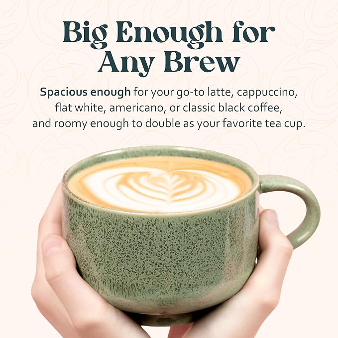 NOVA CERAMICS Ceramic Coffee Mug - 16 oz Coffee Cups with Handle - Large Mug, Coffee Cup & Tea Cup - Microwave & Dishwasher Safe - Gifts For Women Men Him Her - 16oz - Emerald