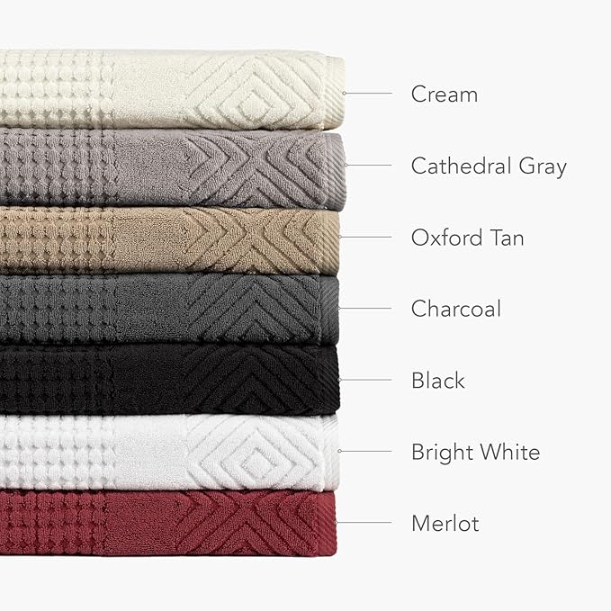 Texere 100% Organic Cotton Diamond Jacquard 700 GSM Luxury Bath Towel Sets - Ultra Soft and Absorbent Hotel and Spa Quality (Diamond, Oxford Tan, 2 Bath & 2 Hand Towels)