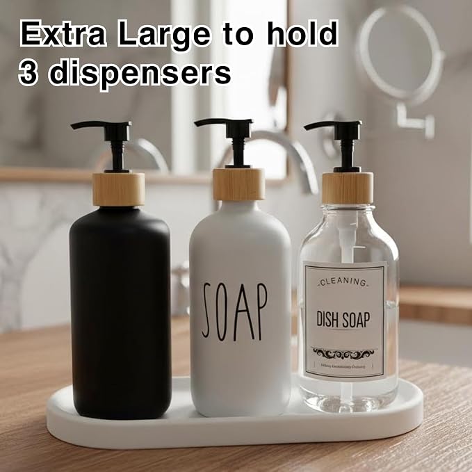 Diatomite Stone Sink Tray - Quick Drying Stone Sink Caddy for Kitchen & Bathroom Countertop, Water Absorbing Tray for Sponge, Soap, Brush&Vanity Holder, Minimalist White