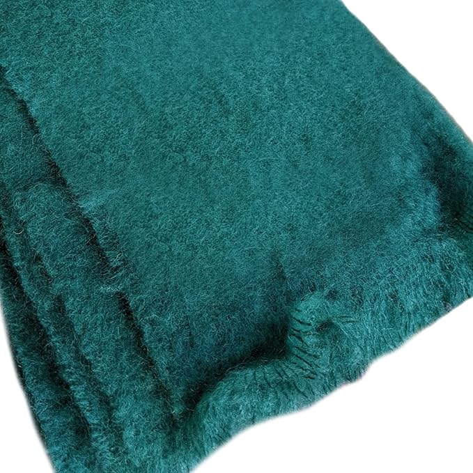 Biddy Murphy Ultra Soft Irish Mohair & Wool Throw Blanket, Made in Ireland, 54"x72", Solid Green