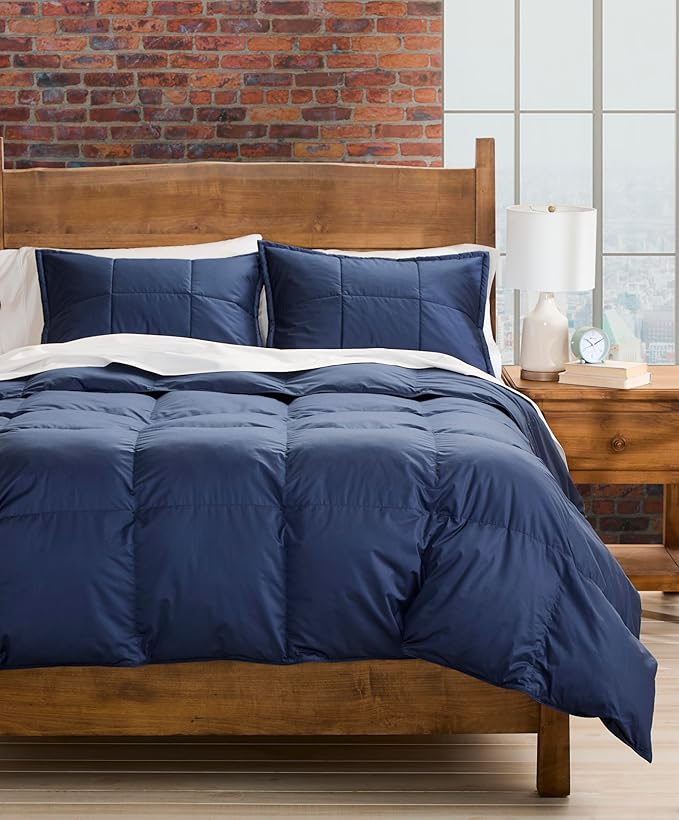 Cuddledown Chroma Down Alternative Comforter | Soft, Lofty, Cloudlike | Hypoallergenic | 100% Cotton Sateen Shell | Handcrafted | Duvet Insert | Oeko-TEX Certified | King | All Season | Navy