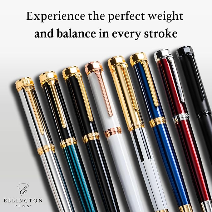 Ellington Pens Luxury Fountain Pen Set - Extra Fine Nib - Includes 3 Ink Cartridges, Refillable Ink Converter, Gift Box - Fountain Pens For Writing, Calligraphy, Journaling (The Presidential Oath)