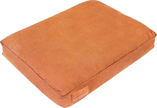 WHITEDUCK Outdoor Dog Bed Heavy-Duty 12oz Canvas, Water-Repellent Cotton, Machine Washable Removable Cover with Full-Length Zipper, Dog Bed for Large Dogs & Crate, (Brown) 35" Lx20 Wx4.3 th (M)
