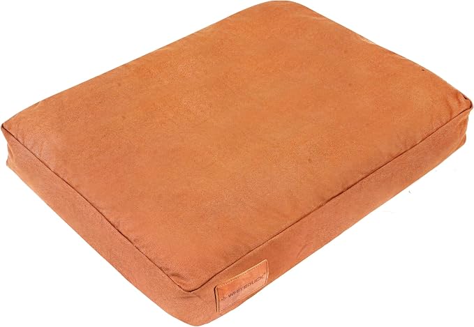 WHITEDUCK Outdoor Dog Bed Heavy-Duty 12oz Canvas, Water-Repellent Cotton, Machine Washable Removable Cover with Full-Length Zipper, Dog Bed for Large Dogs & Crate, (Brown) 41" Lx33 Wx4.3 th (XL)