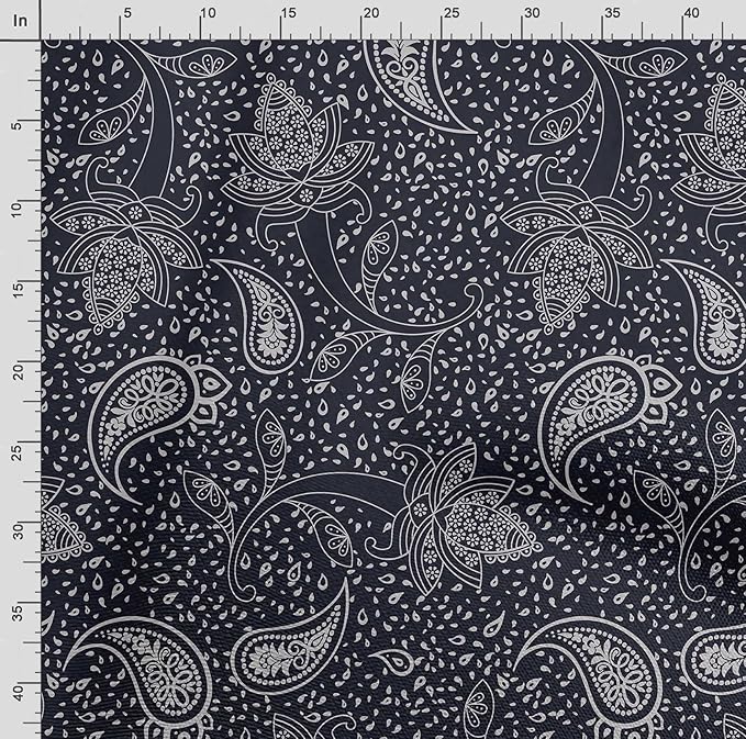 Soimoi Asian Print - Blue, Moss Georgette Fabric Material - 42 Inch Wide, 1 Yard, Unstitched Versatile Fabric for Dresses, Skirts, Blouses, Drapery Projects