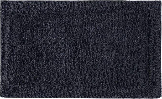 Bedding Craft Cotton Bath Mat Rug 21x34, Reversible Bathroom Rug, Water Absorbent, Machine Washable, Soft Cloth Bathmat for Outside Bathtub, Black