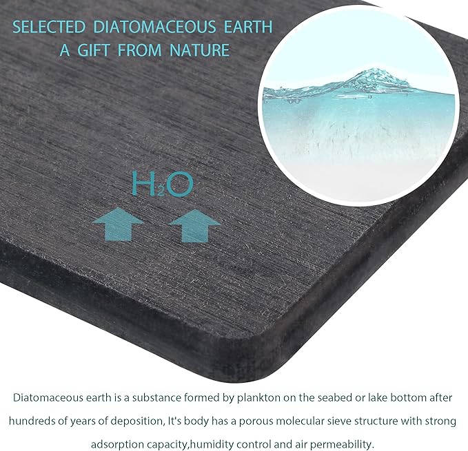 NiuYichee 2 Pcs Water Absorbing Stone Trays, Kitchen/Bathroom Sink Soap Dish, Diatomite Tray Used for Hand Soap & Cosmetic Bottles in The Modern Home, 4" W x 8.3" L, Dark Gray