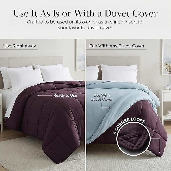 Southshore Fine Living, Inc. Comforter, Twin/XL Bedspread, Down-Alternative Purple Comforter for Twin Bed, Soft, Fluffy Comforters, Machine Washable, Pet Hair Resistant Bedding, Purple Comforters