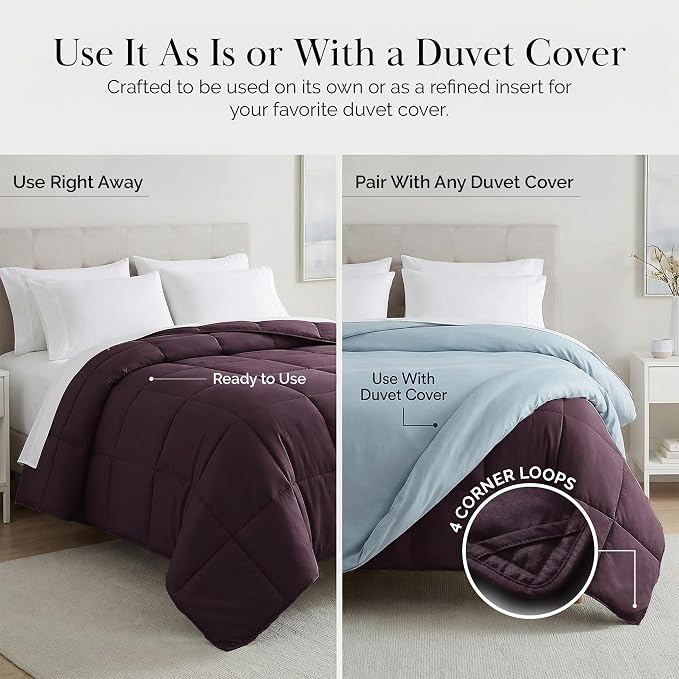 Southshore Fine Living, Inc. Comforters, King Size Down Alternative Comforter, Oversized Cal/King Bedding Comforter, All Season Comfort, Easy Care Bedding, Purple Comforters