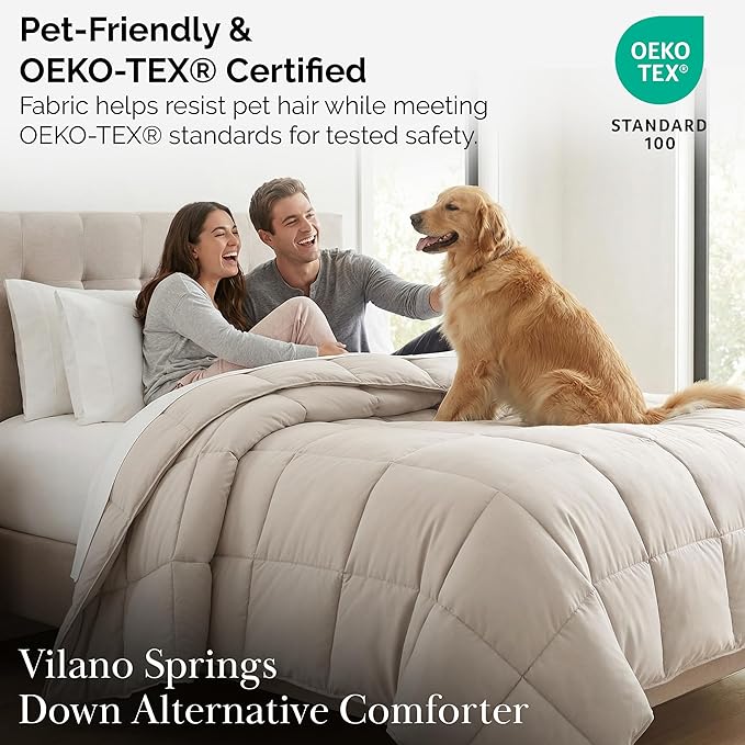 Southshore Fine Living, Inc. Oversized King Comforter, Pet Hair Resistant Bedding Comforters, Cal/King Down-Alternative Comforter/Bedspread, Fluffy and Cozy All-Season Comforters, Bone Color