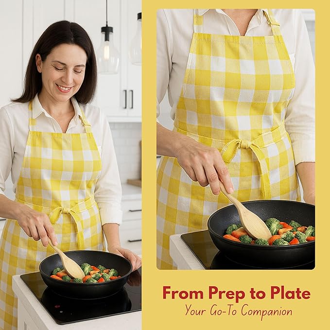 Native Fab Kitchen Apron 2 Pack - 100% Cotton Adjustable, Durable Apron with Pockets, Perfect for Cooking, Baking, Grilling