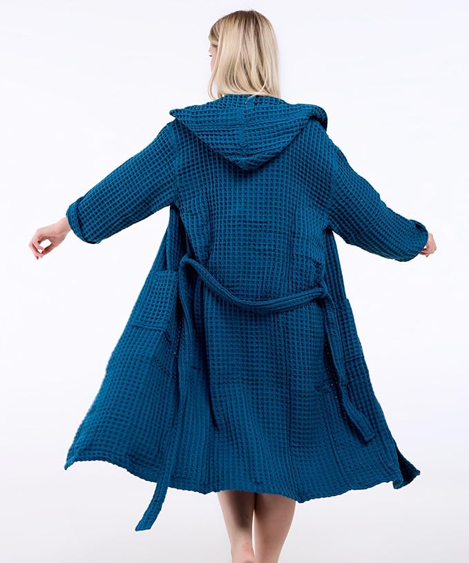 100% Turkish Cotton Waffle Bathrobe for Women