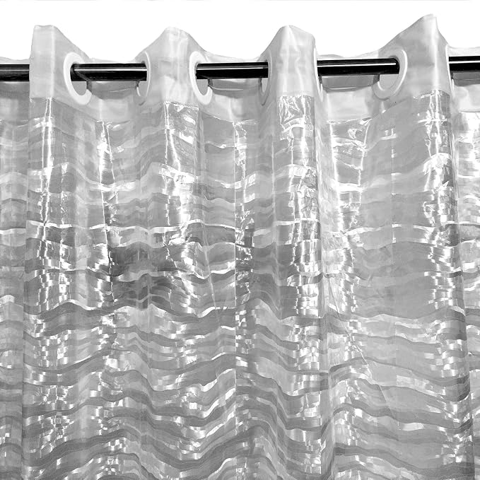 No Hooks Needed Waterproof Shower Curtain Liner PEVA 72" x 72"Hookless for Bathroom Shower Curtains Water Wave