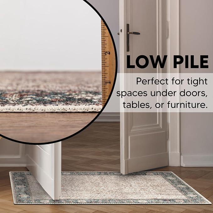 Keen Home Design 24"x36" Rug - Machine Washable Entry Rug with Non-Slip Backing, Ideal for Enteryway, Kitchen, Bathroom, Laundry Room - Vintage, Easy Clean, Durable, Low Pile - (2' x 3')