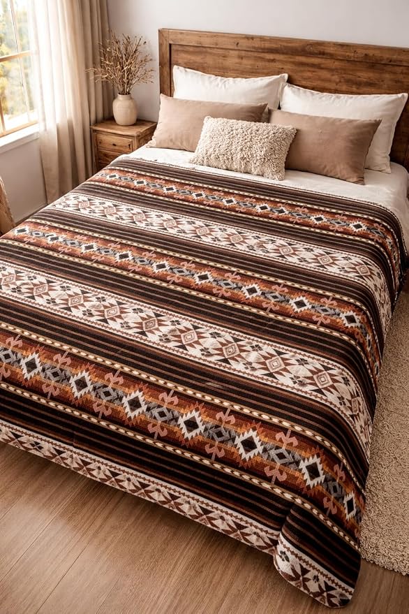 Alpaca Wool Blanket, Queen Size 94 x 78, Reversible 2 in 1, Thick and Ultra Soft, Hypoallergenic, Non-Itchy, Handmade in Ecuador. Premium Alpaca Wool (Green)