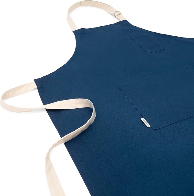 Cotton Canvas Apron for Women & Men – Adjustable Neck Strap & Waist Ties with Pockets