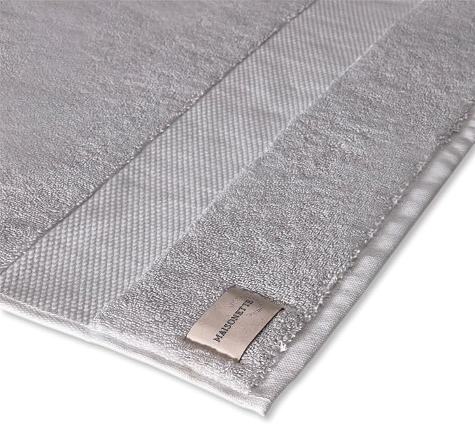 Maisonette Elegance 100% Organic Cotton Turkish Bath Towels, Soft & Absorbent, Ideal Quick Dry Large Luxury Bathroom Towel Set for Shower (30" x 58", 2 Pack) - Light Gray (Shore)