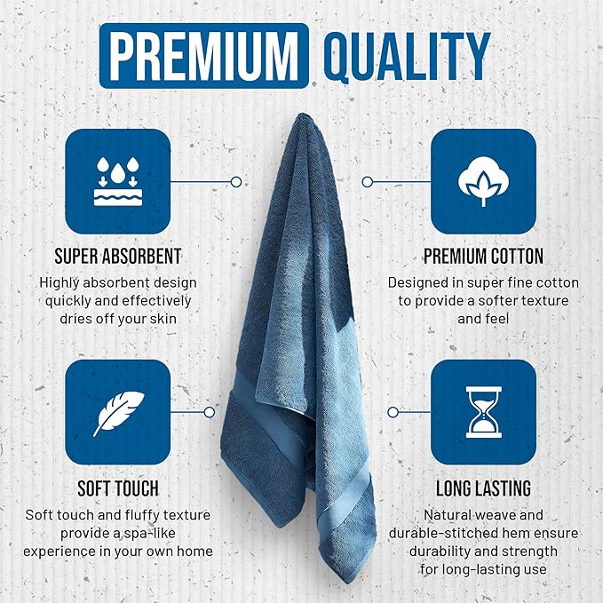TOWELTIQUE- Organic Cotton Luxury Bath Towels Pack of 4 GOTS & Oeko- TEX Certified | Premium Soft, Absorbent & Quick-Drying Towels for Bathroom, Gym, Spa & Hotel Use – Turquoise