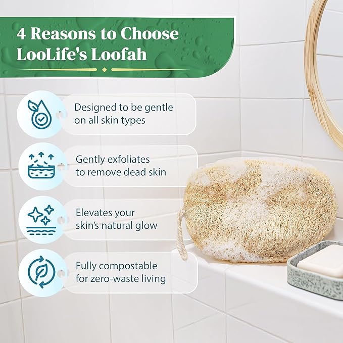 Natural Loofah Exfoliating Sponge (4 Pack) - Organic Loofah for Body - Biodegradable Shower Luffa - Natural Bath Sponges Loufa - Estropajos para el Cuerpo
