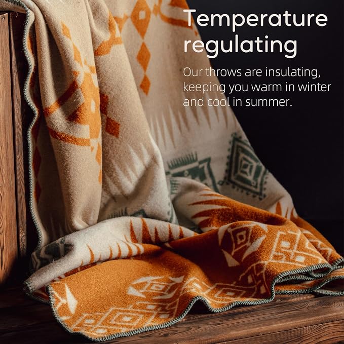 Molithe 100% Wool Blanket, 62" x 48", Warm, Thick, Washable, Military | Great for Camping, Outdoors, Sporting Events, Survival Kits Lake
