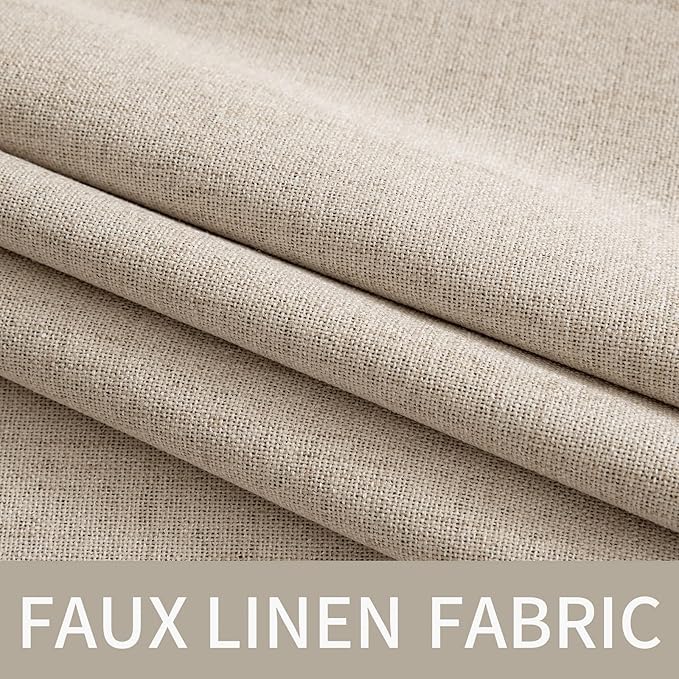 MIULEE 100% Blackout Linen Textured Curtains for Bedroom Solid Thermal Insulated Taupe Grommet Room Darkening Curtains & Drapes Luxury Decor for Living Room 52 x 108 Inch (2 Panels)