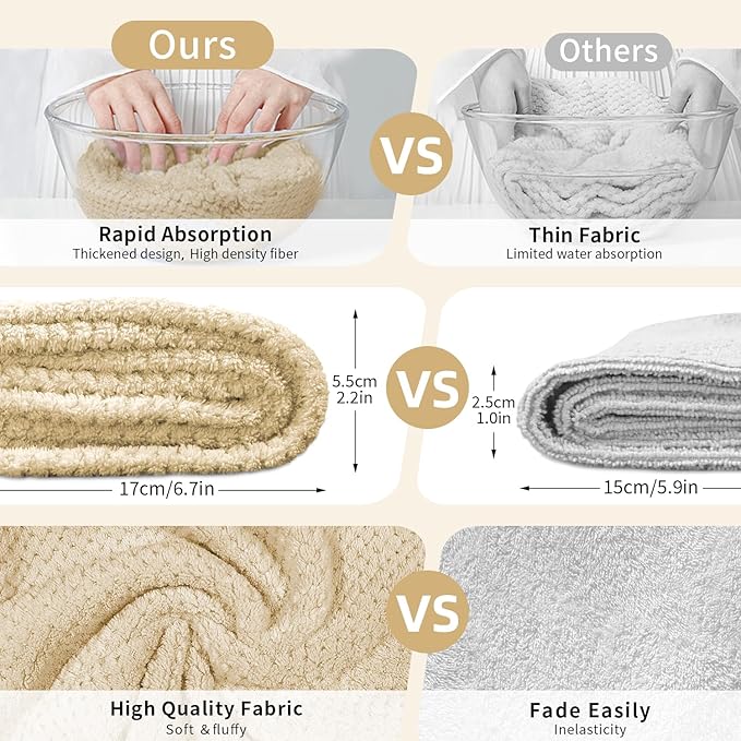 my novel things 3 Pack Microfiber Hair Towel Wrap for Women 25.4" x 9.8", Super Absorbent Quick Dry Towels with Button for Curly Wet Hair Anti Frizz (Camel,Green,Gray)