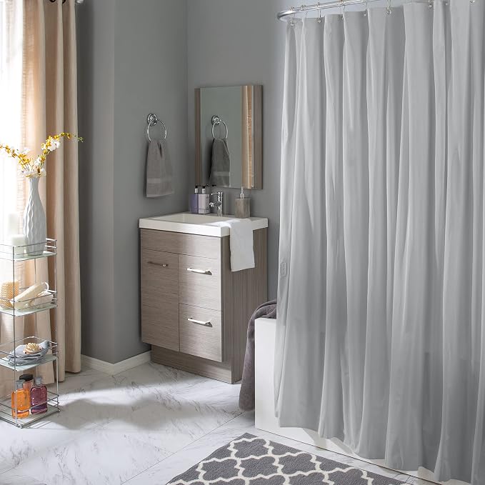 Bath Bliss 2 Pack PVC Heavy Weight Shower Curtain Liner | 4G | 70" x 72" |Rust Resistant Copper Grommets | Magnetic Hem |Grey