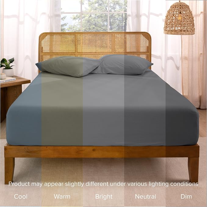 Bare Home 100% Organic Cotton Jersey Fitted Sheet - King Size - Ultra Soft - Deep Pocket Fitted Sheet - 100% Cotton - Ring Spun Yarns (King, Grey)
