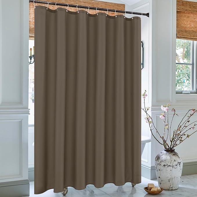 Biscaynebay Hotel Quality Fabric Shower Curtain Liners 72 Inch Width by 84 Inch Length, Taupe Water Resistant Bathroom Curtains, Rust Resistant Grommets Top Weighted Bottom Machine Washable