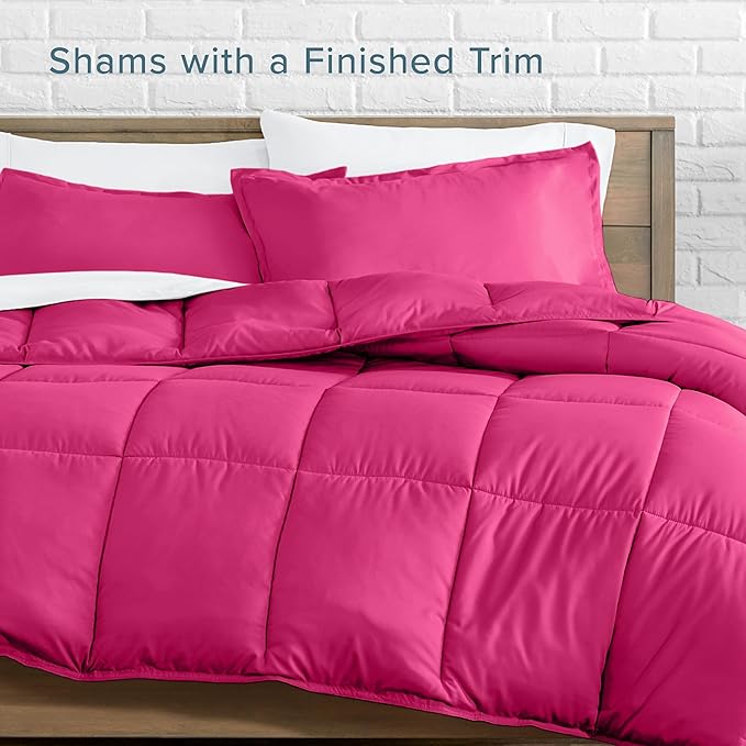 Bare Home Comforter Set - Queen Size - Ultra-Soft - Goose Down Alternative - Premium 1800 Series - All Season Warmth (Queen, Pink)