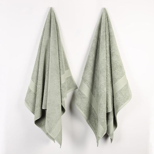 Superior 100% Organic Cotton Bath Sheet Set of 2, Daily Use for Bathroom, Guest Bath, Quick Dry, Spa, Resort Towels, Absorbent, Home Essentials, 2-Piece Oversized Towels, Oregon Collection, Sage